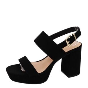 Bamboo Women's Size 8.5 Black Chunky Platform Heels Adjustable Strap